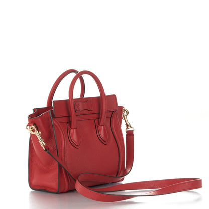 Celine Drummed Calfskin Nano Luggage Coquelicot 3 of 8
