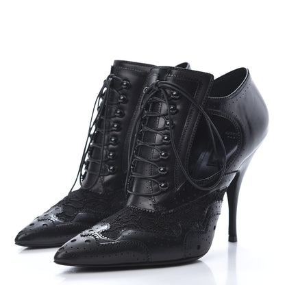 Givenchy Calfskin Embroidered Lace Ankle Bootie 37.5 Black 3 of 9
