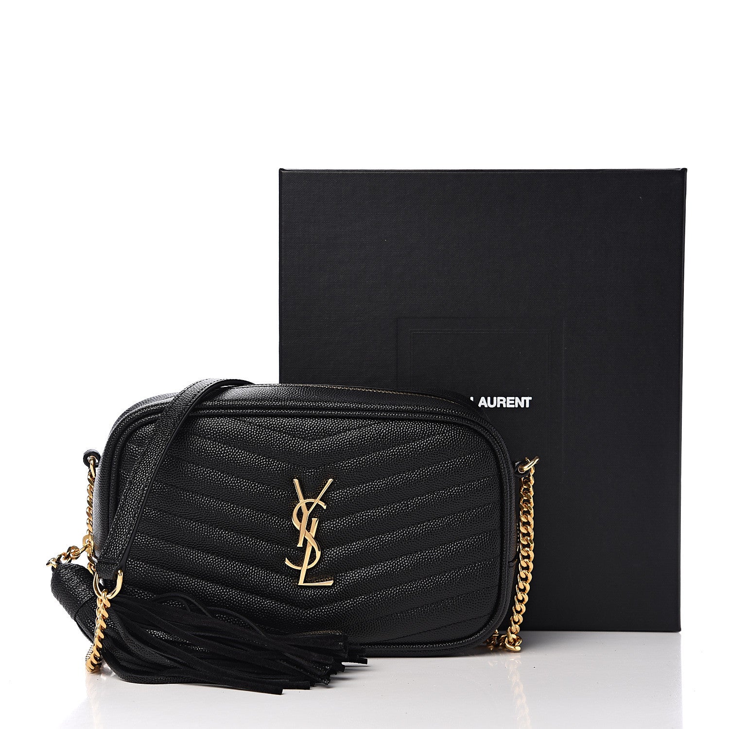 Saint Laurent Grain De Poudre Matelasse Monogram Mini Lou Camera Bag Black 10 of 10