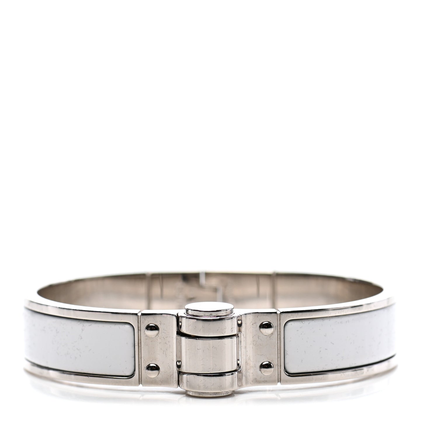 Enamel Charniere Uni Narrow Hinged Bracelet S White