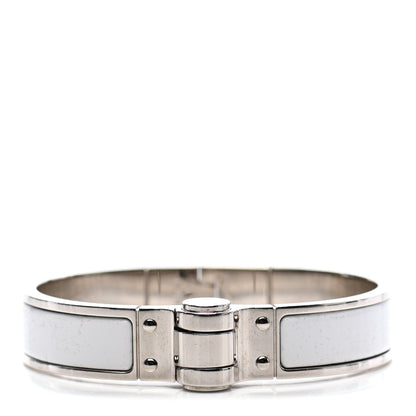 Hermes Enamel Charniere Uni Narrow Hinged Bracelet S White 1 of 4