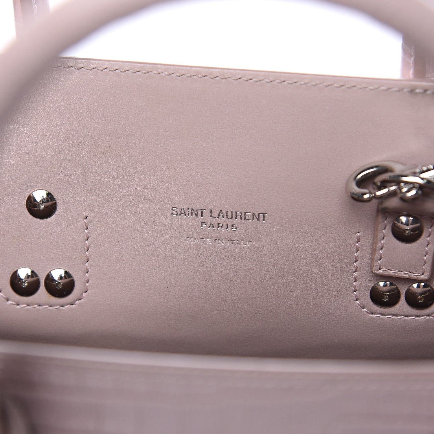 Saint Laurent Calfskin Crocodile Embossed Baby Sac De Jour Rose Antic 6 of 15