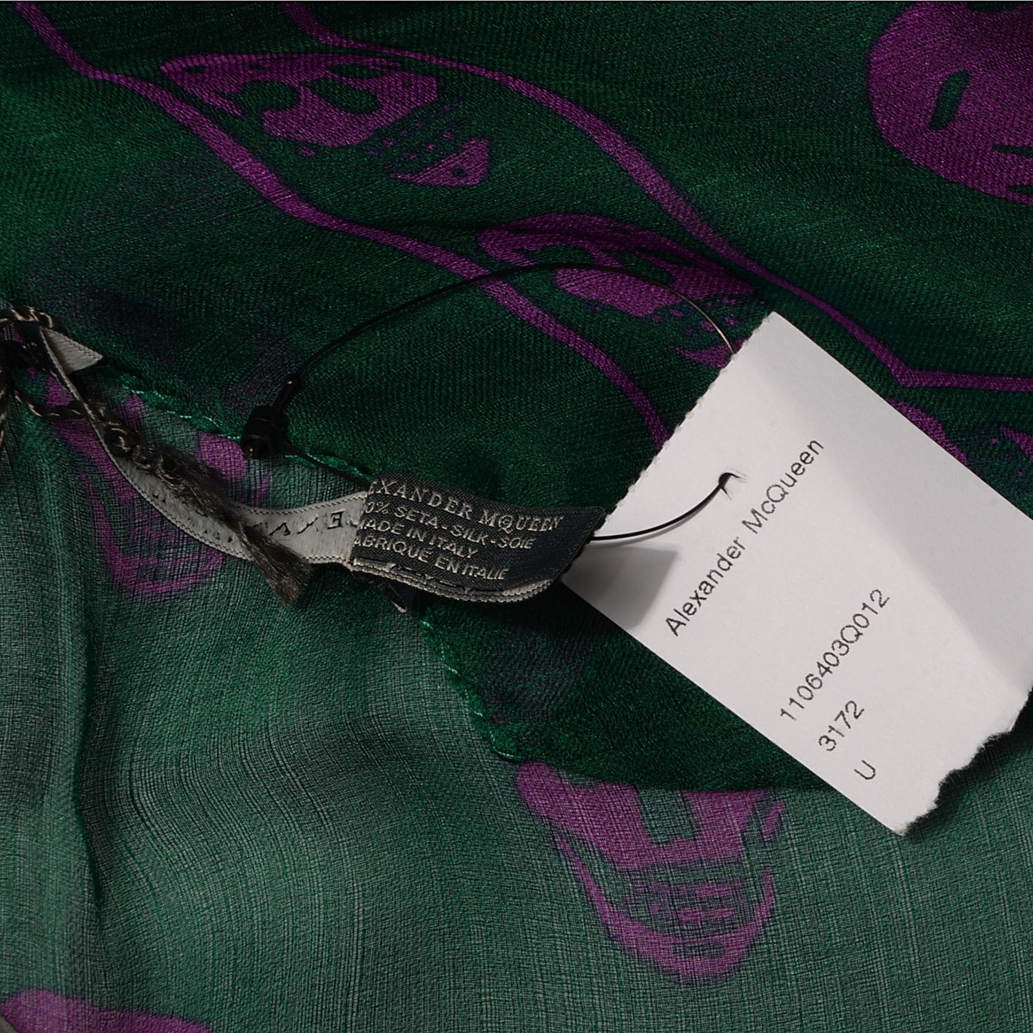 Alexander McQueen Silk Chiffon Skull Scarf Green 8 of 8