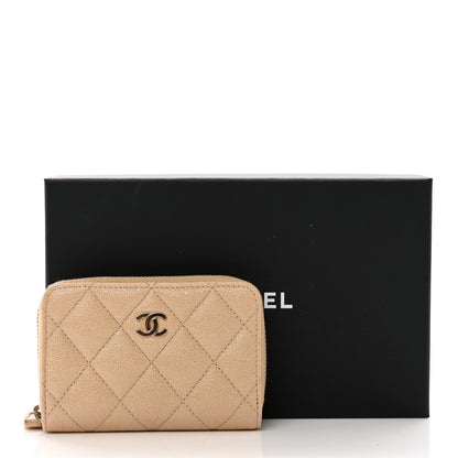 Chanel Iridescent Caviar Quilted Zip Around Coin Purse Beige 9 of 9