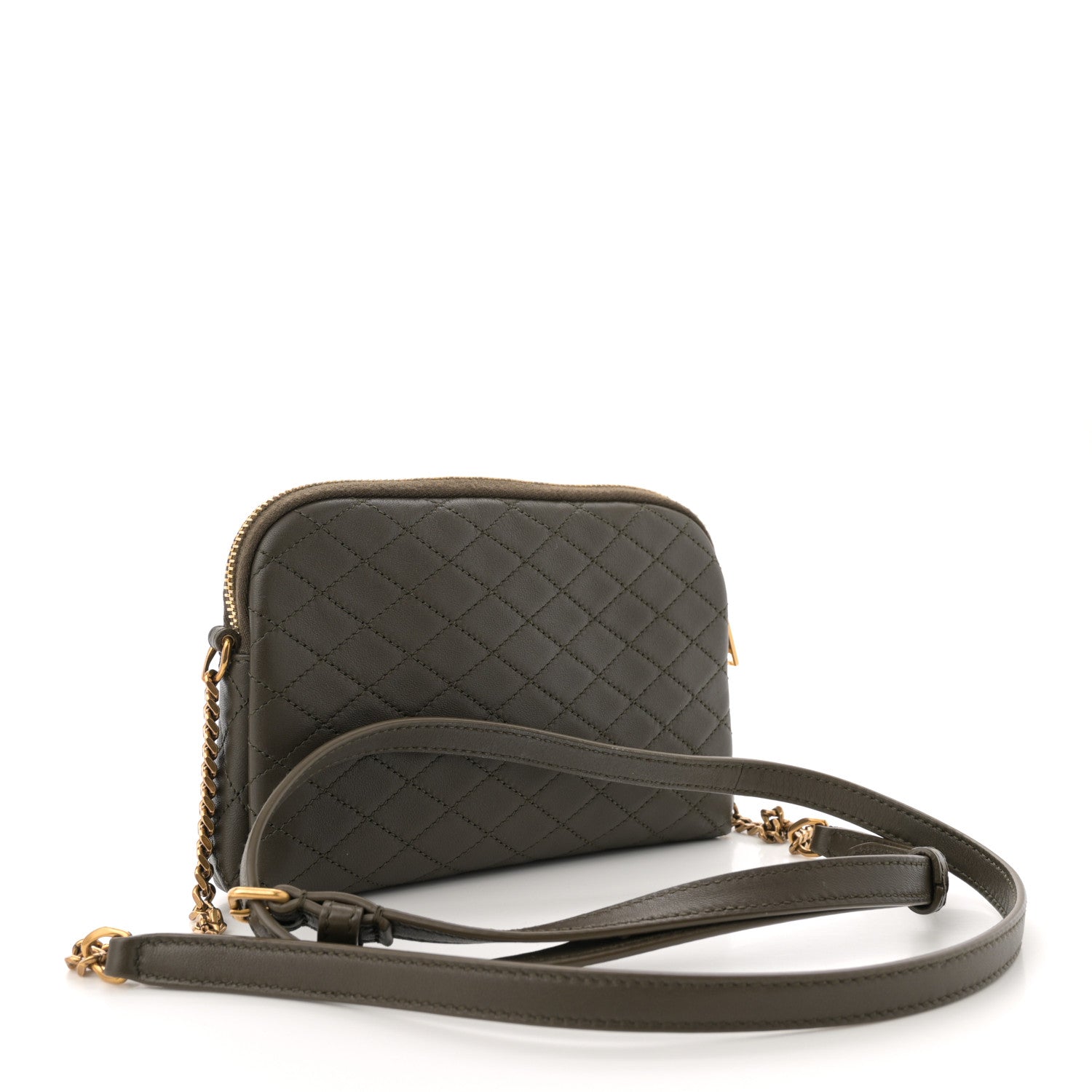 Saint Laurent Lambskin Quilted Gaby Zipped Pouch Light Musk 3 of 11
