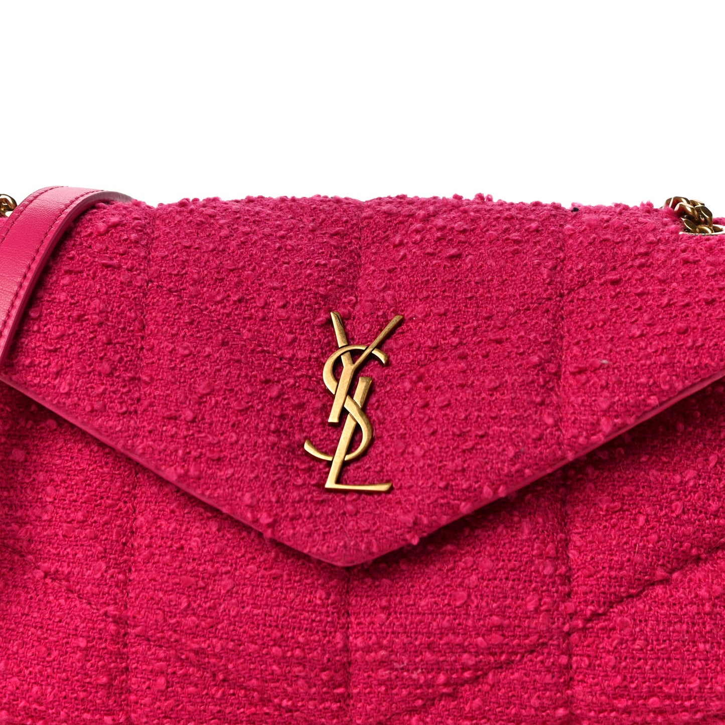 Shearling Quilted Toy Loulou Puffer Monogram Chain Satchel Fuchsia