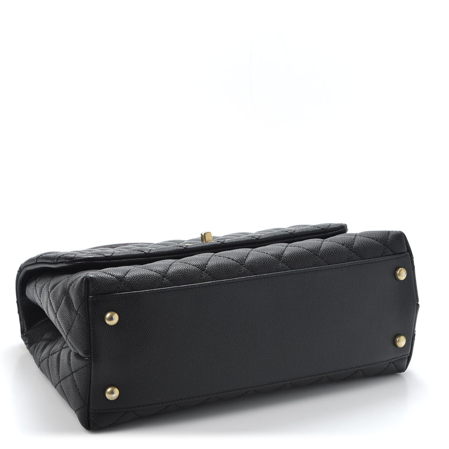 Caviar Lizard Quilted Small Coco Handle Flap Black