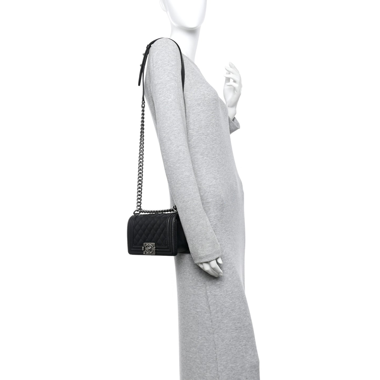 Caviar Quilted Small Boy Flap Black