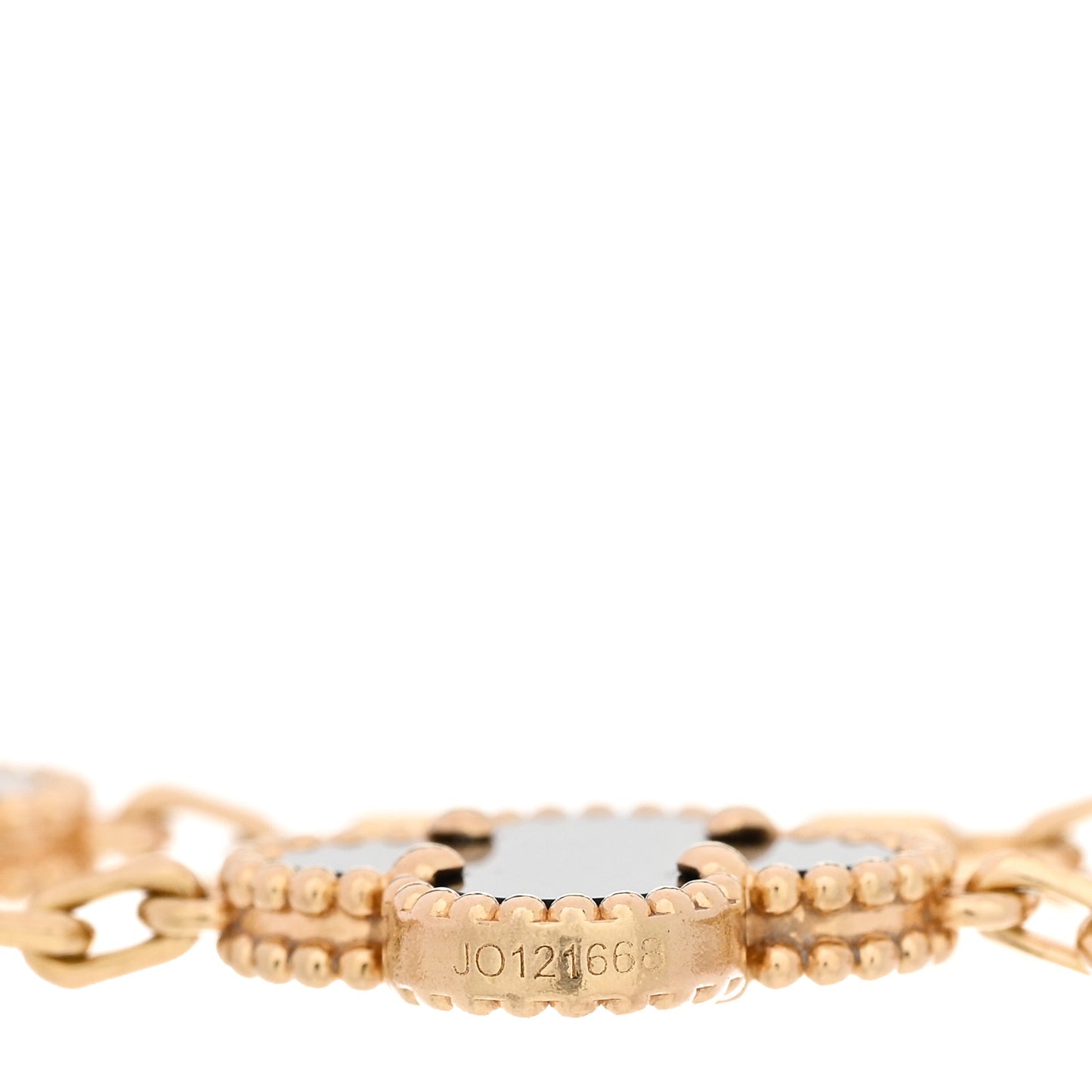 18K Yellow Gold Black Onyx 5 Motifs Vintage Alhambra Bracelet