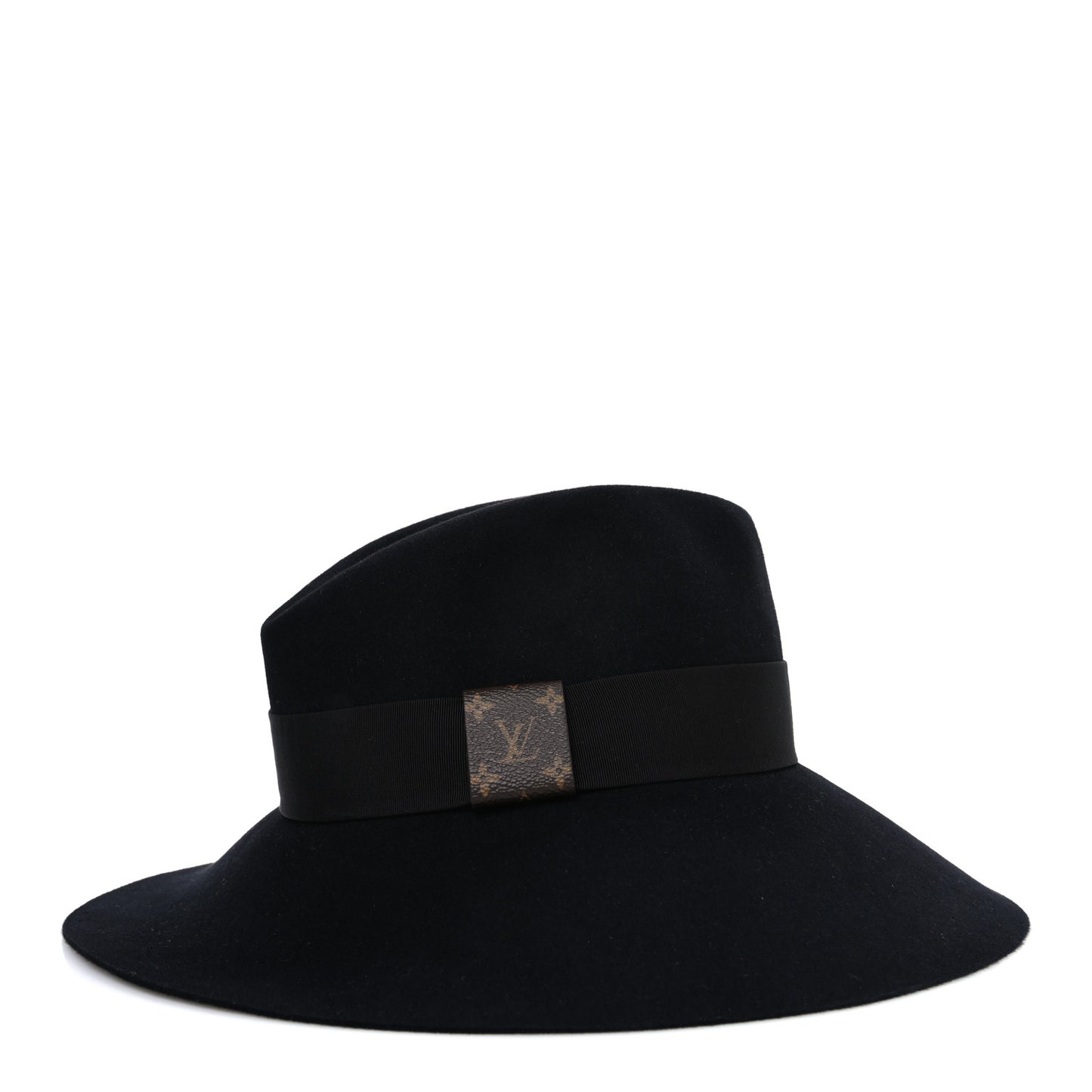 Felt Leather Monogram Fedora XL Hat Black