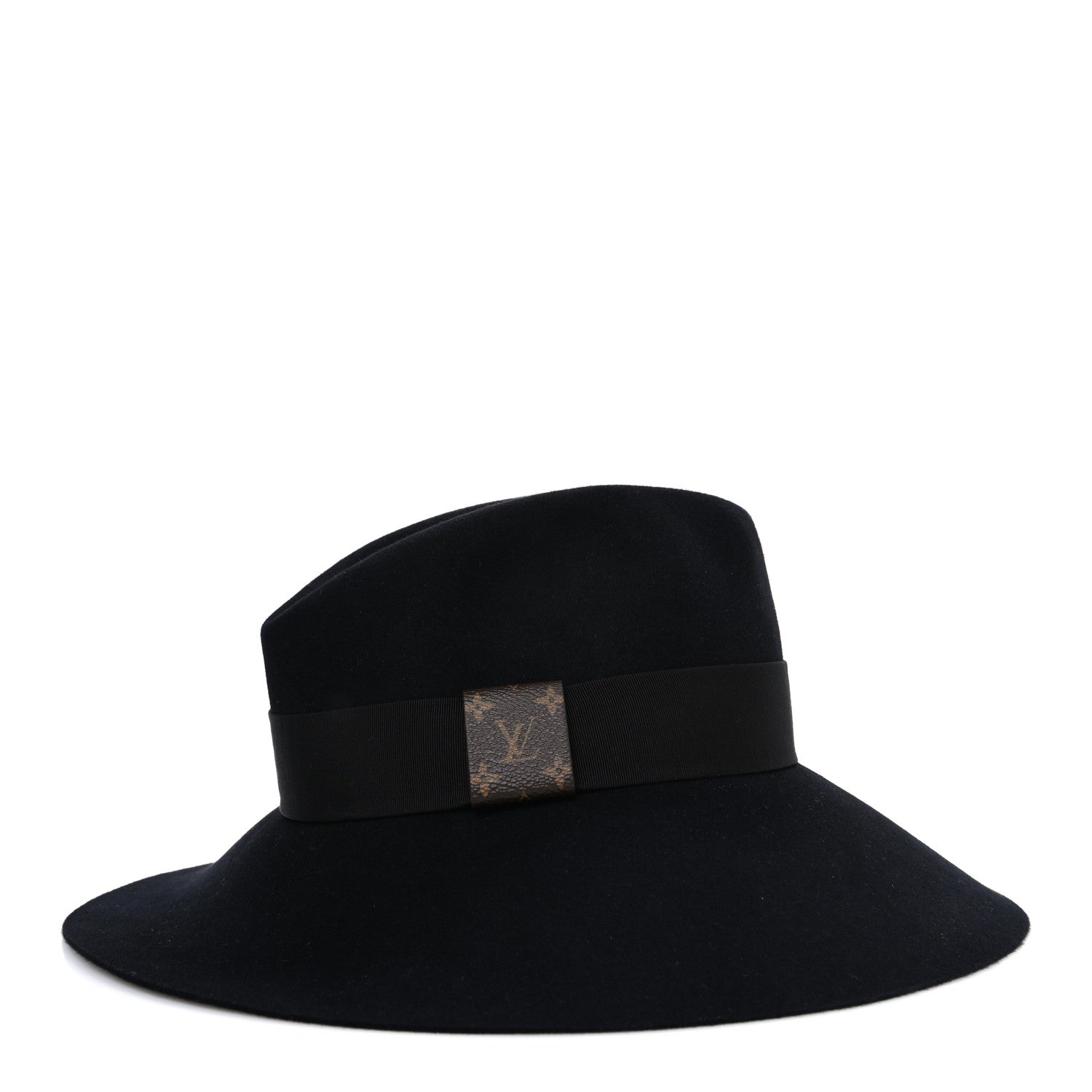 Louis Vuitton Felt Leather Monogram Fedora XL Hat Black 5 of 8