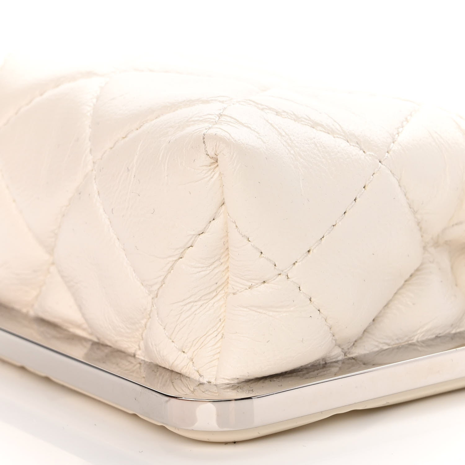 Chanel Lambskin Quilted CC Evening Clutch With Chain White 10 of 10