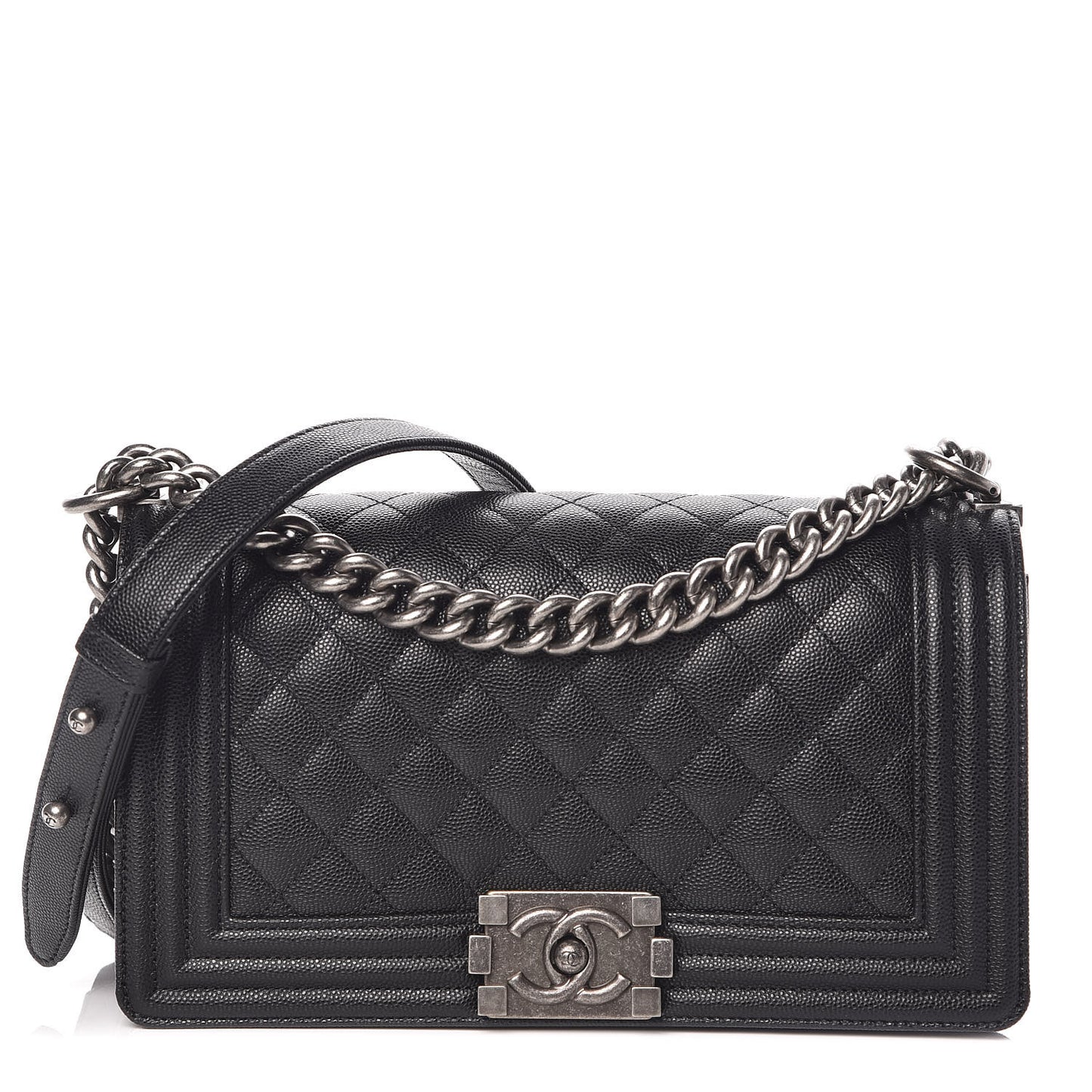 Caviar Quilted Medium Boy Flap Black