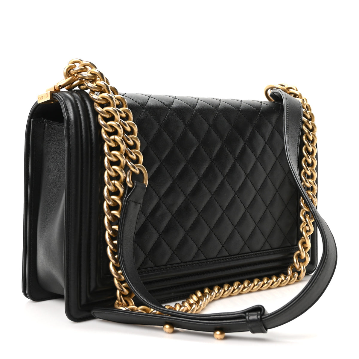 Calfskin Quilted New Medium Boy Flap Black