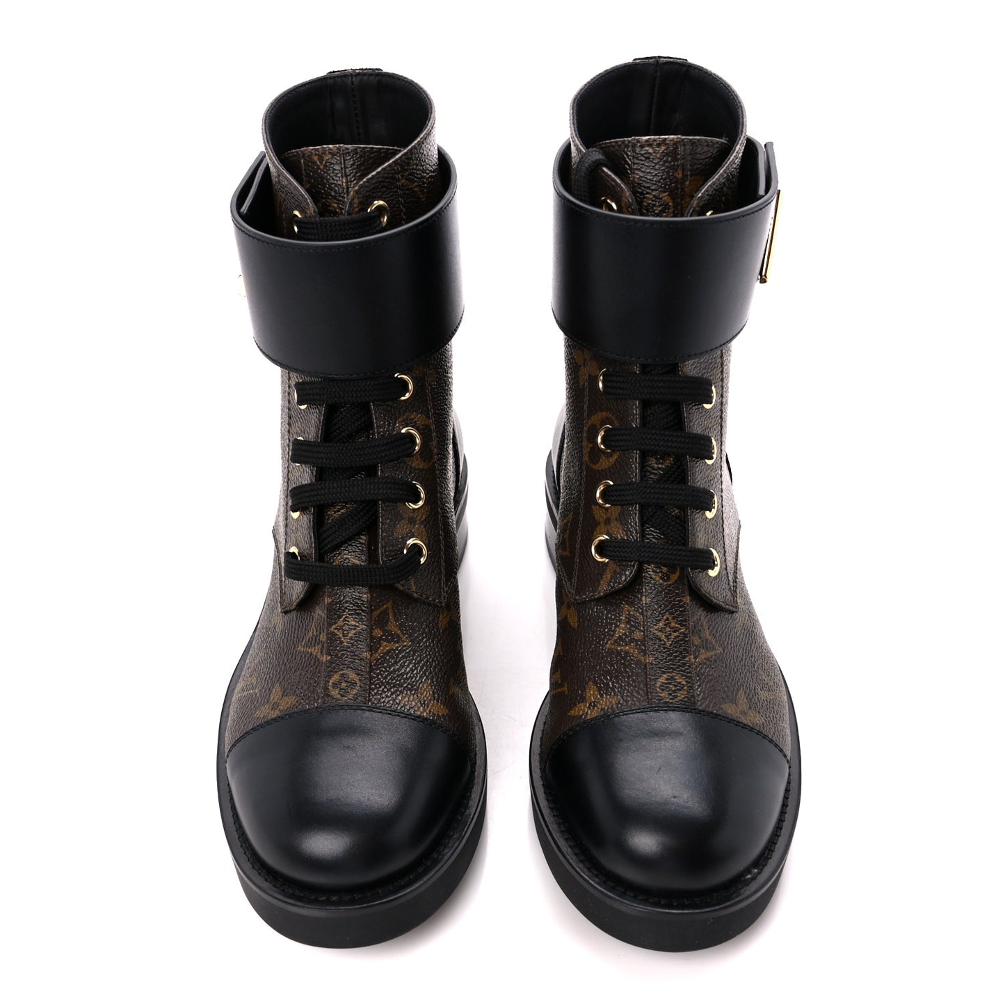 Calfskin Monogram Wonderland Flat Ranger Boots 38 Black