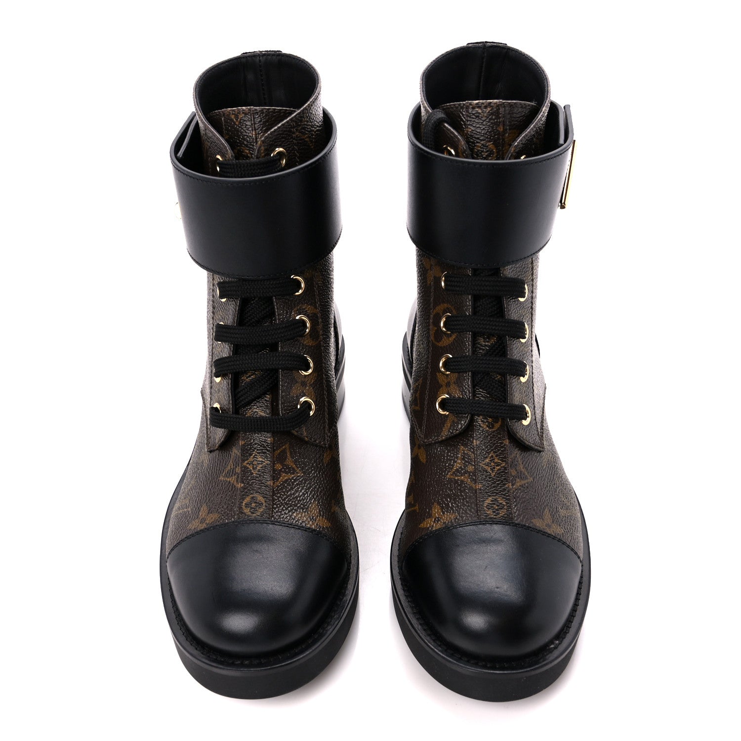 Louis Vuitton Calfskin Monogram Wonderland Flat Ranger Boots 38 Black 2 of 10