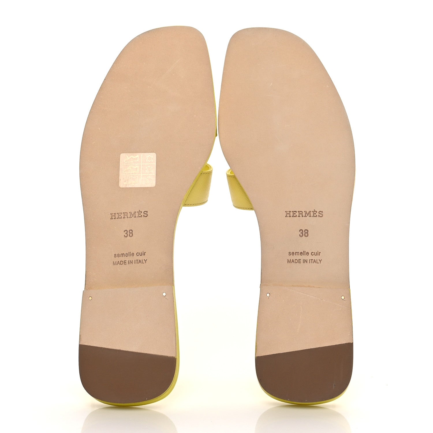 Hermes Epsom Oran Sandals 38 Jaune Pollen 8 of 9