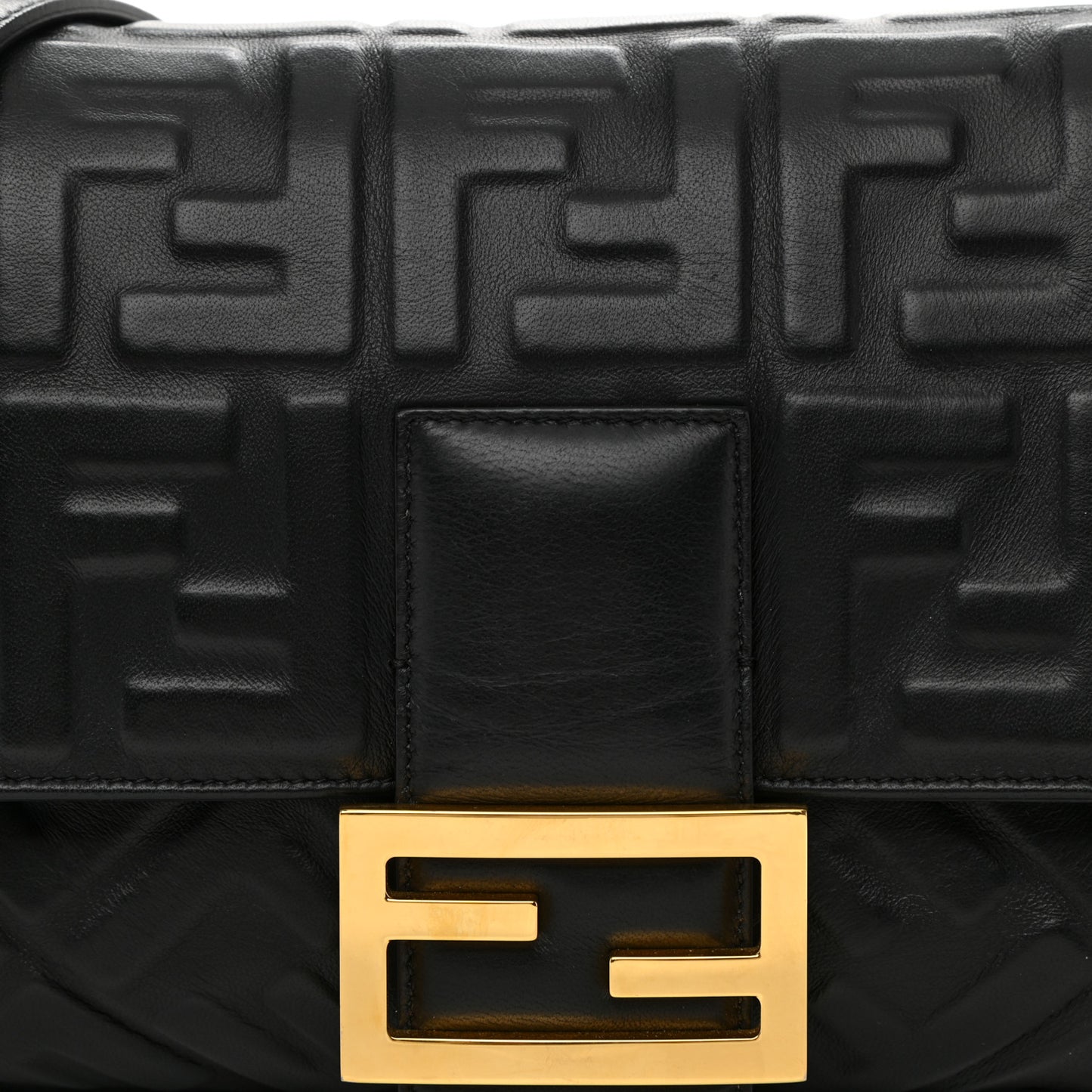 Nappa FF 1974 Embossed Large Baguette Black