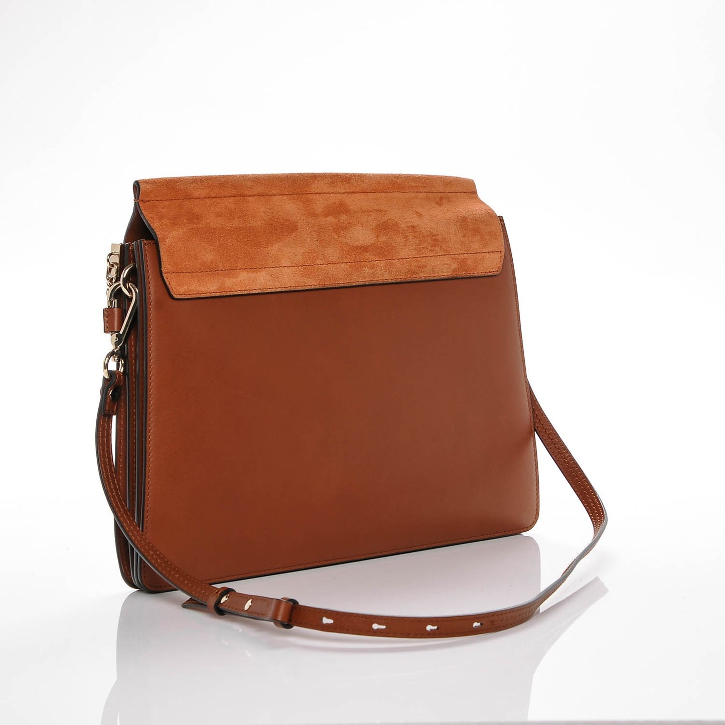 Suede Calfskin Medium Faye Shoulder Bag Tobacco