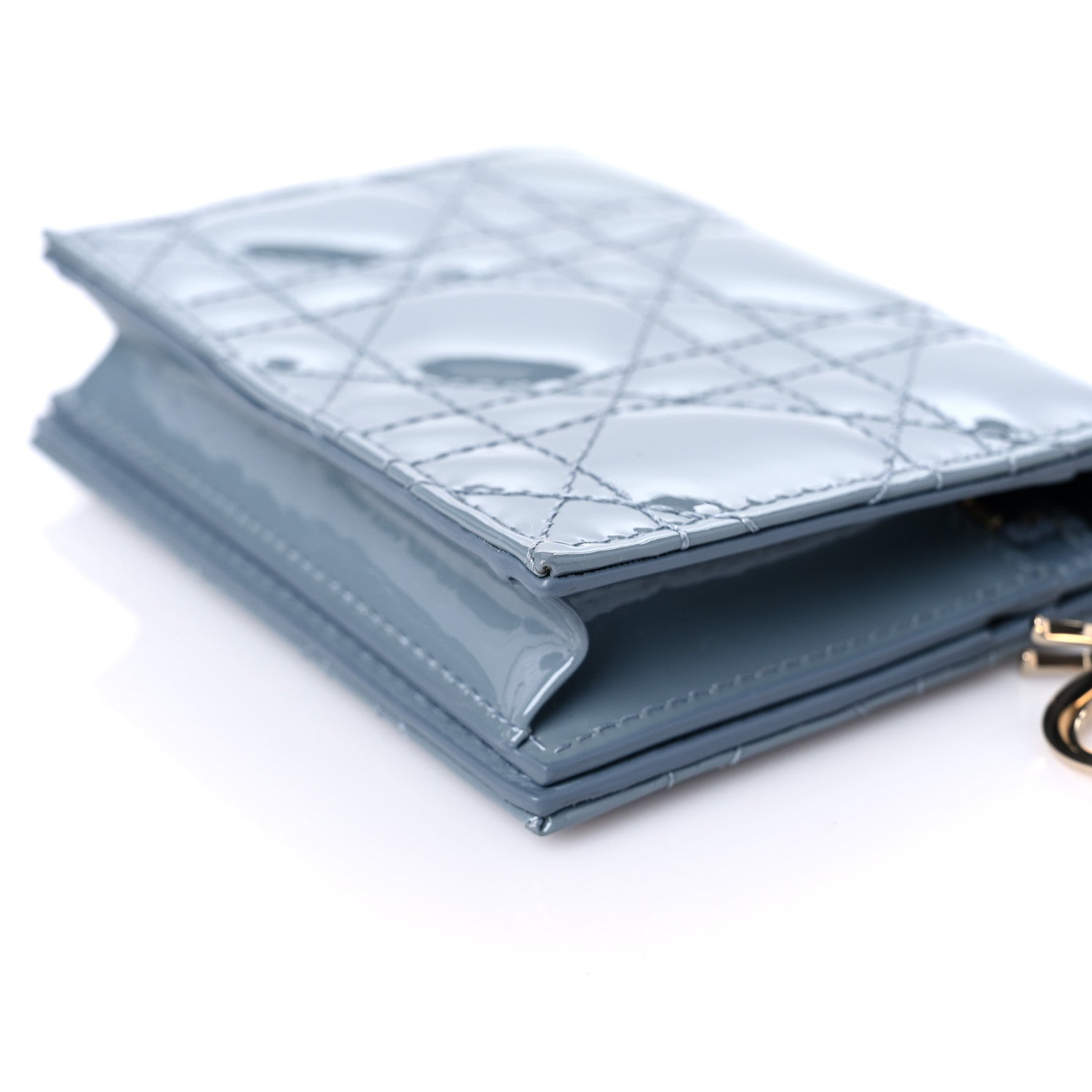 Christian Dior Patent Cannage Mini Lady Dior Wallet Gray Stone 12 of 12