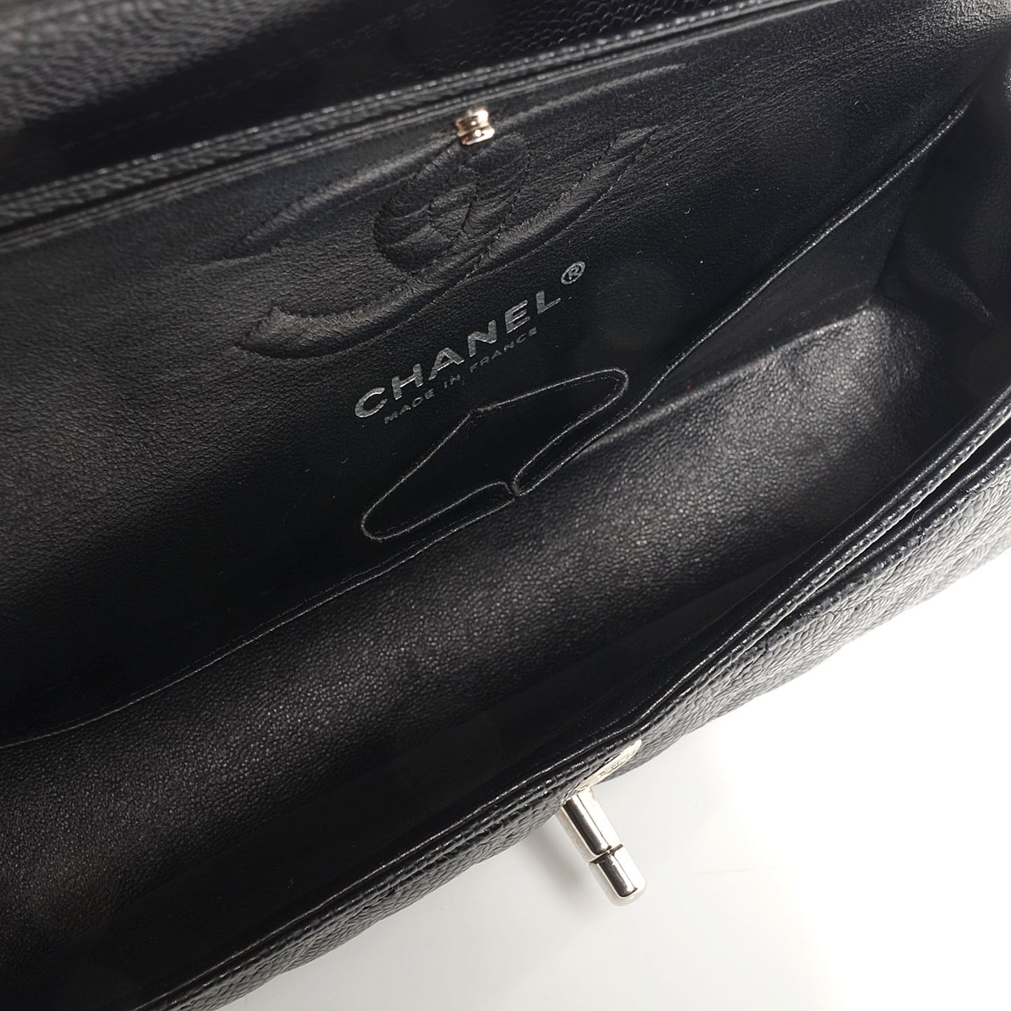 Caviar Quilted Small Double Flap Black