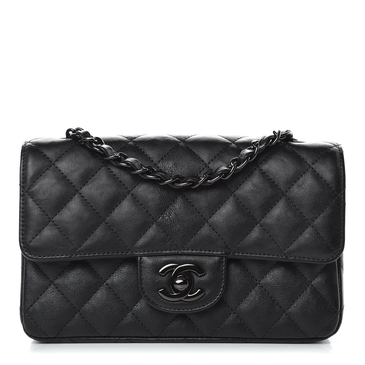 Chanel Crumpled Calfskin Quilted Mini Rectangular Flap So Black 1 of 9