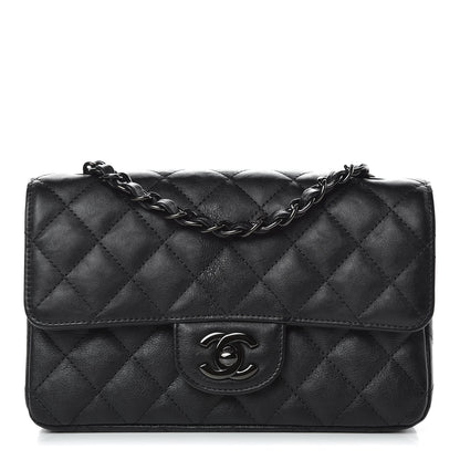 Chanel Crumpled Calfskin Quilted Mini Rectangular Flap So Black 1 of 9