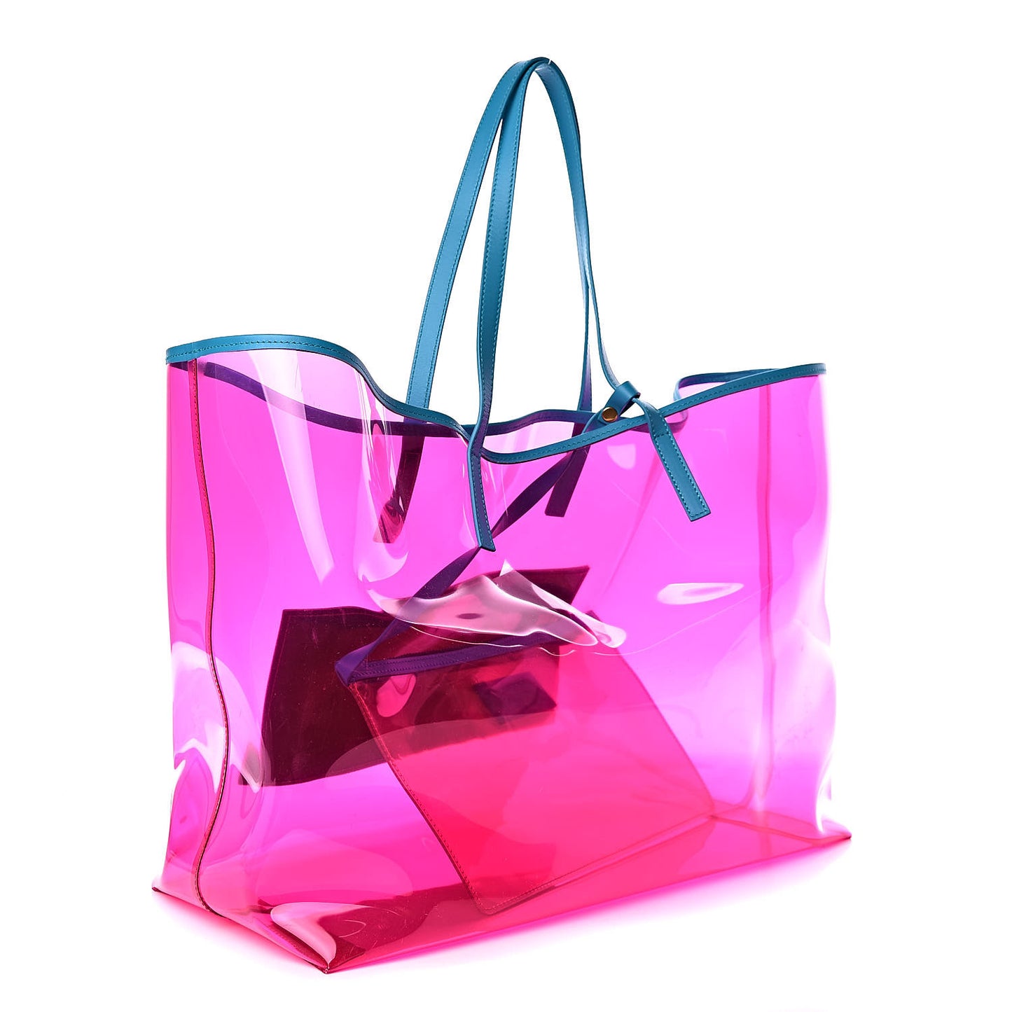 Vinyl Calfskin 90s Logo Tote Pink Blue