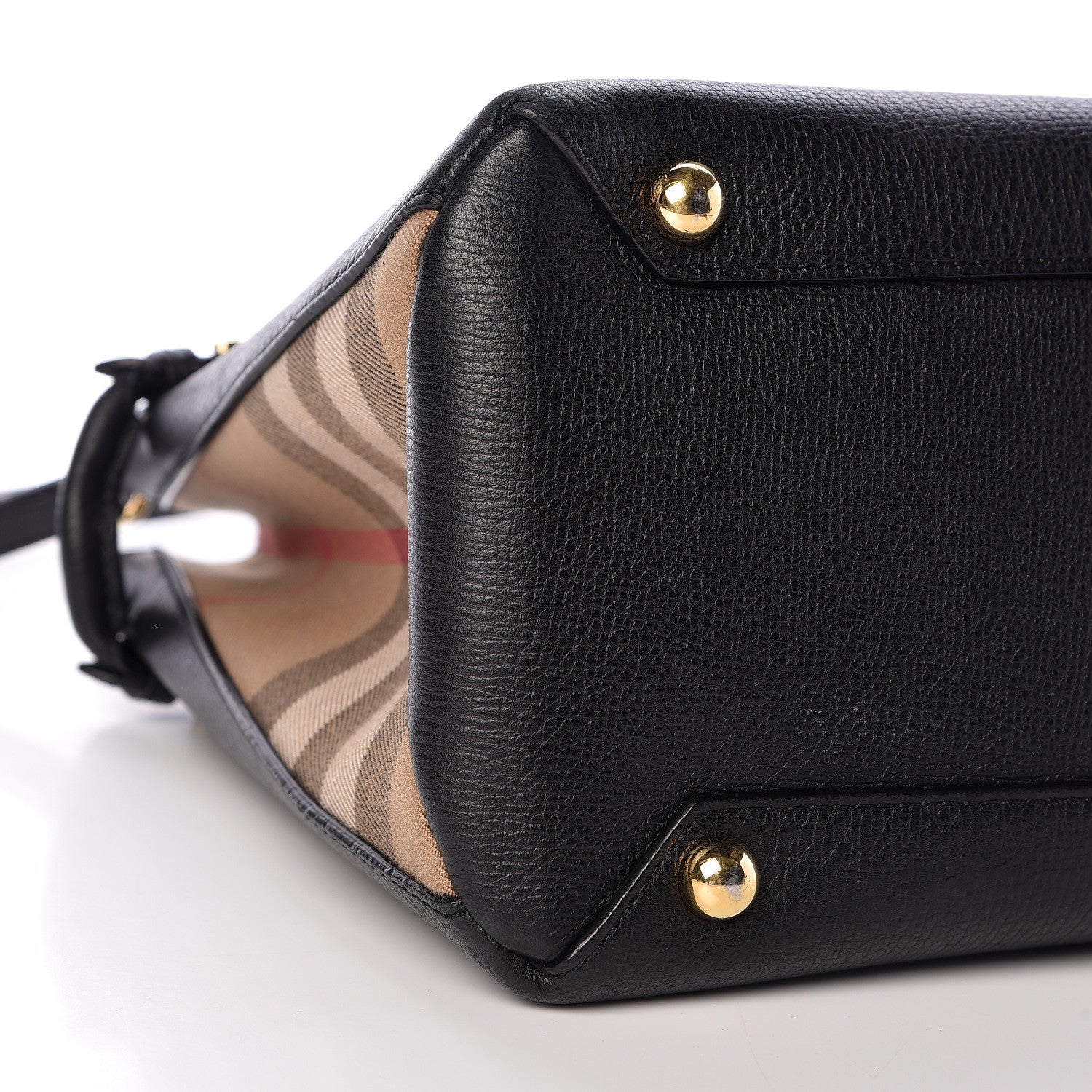 Burberry Grainy Calfskin House Check Medium Banner Tote Black 9 of 13