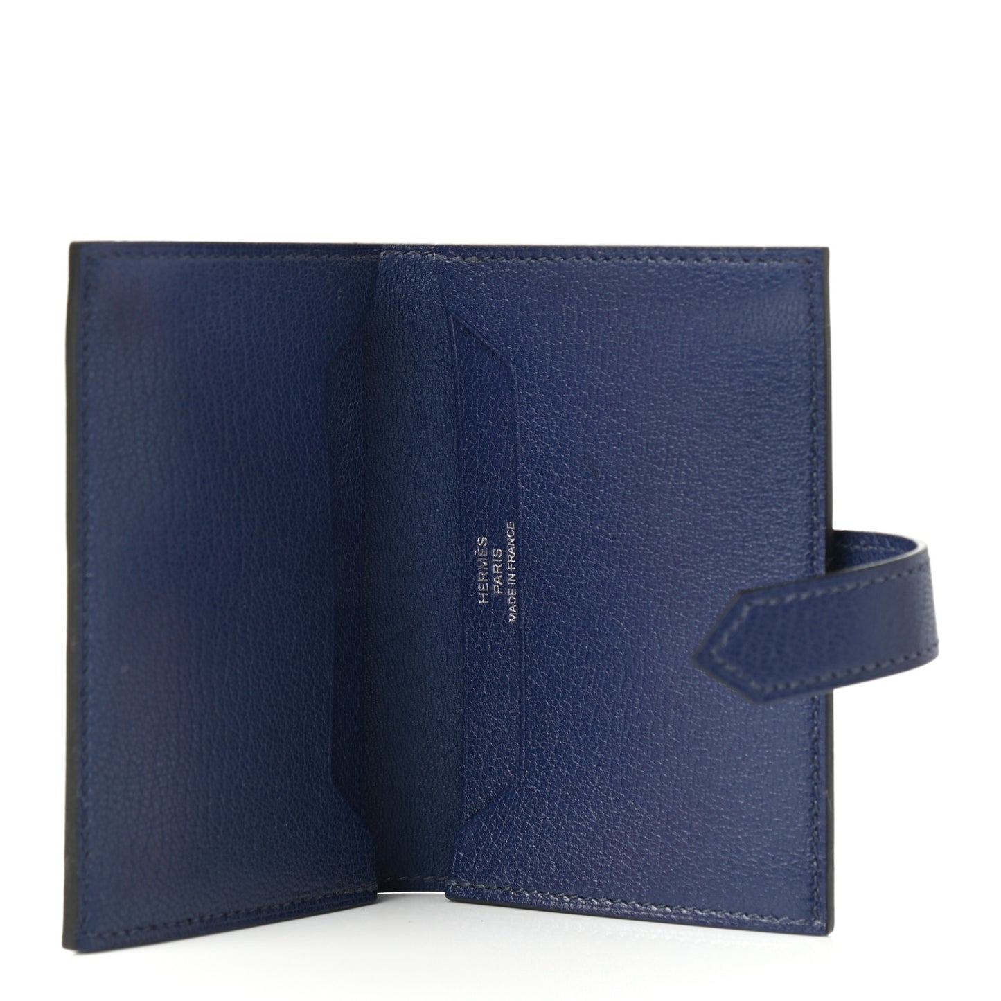 Chevre Mysore Bearn Card Holder Wallet Bleu Encre