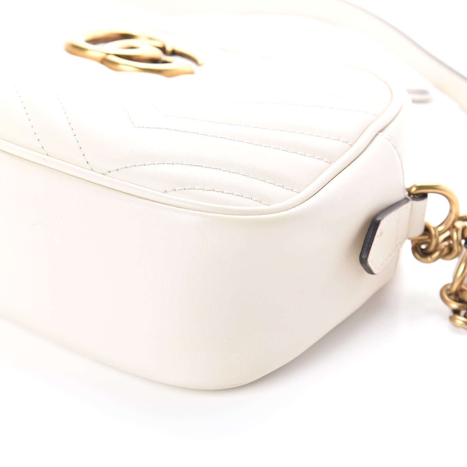 Gucci Calfskin Matelasse Small GG Marmont Chain Shoulder Bag White 9 of 9