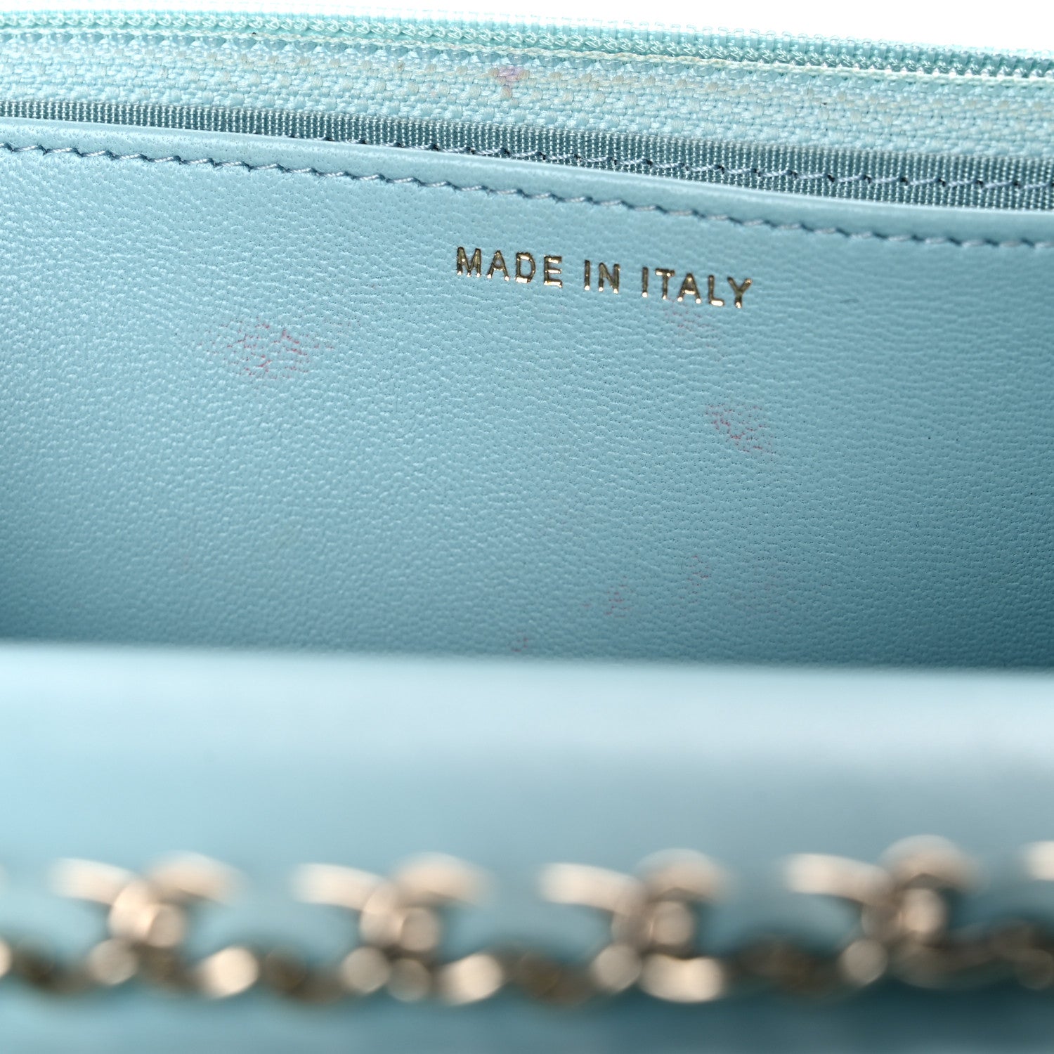 Chanel Lambskin Quilted Trendy CC Wallet On Chain WOC Light Blue 16 of 17