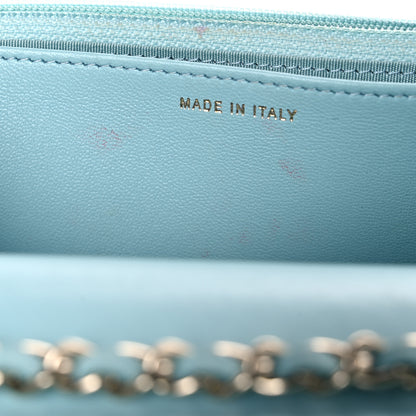 Chanel Lambskin Quilted Trendy CC Wallet On Chain WOC Light Blue 16 of 17