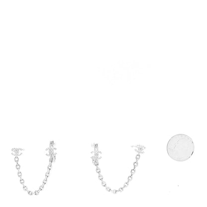 Chanel Crystal Chain CC Climber Earrings Silver 2 of 4