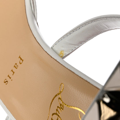 Christian Louboutin Calfskin Studded Galerietta 55 Sandals 40.5 White 8 of 9