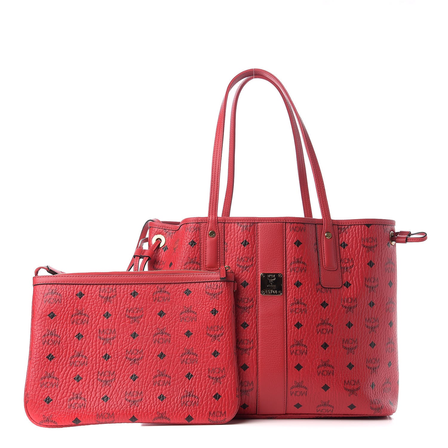 MCM Visetos Medium Liz Reversible Shopper Tote Ruby Red 1 of 14