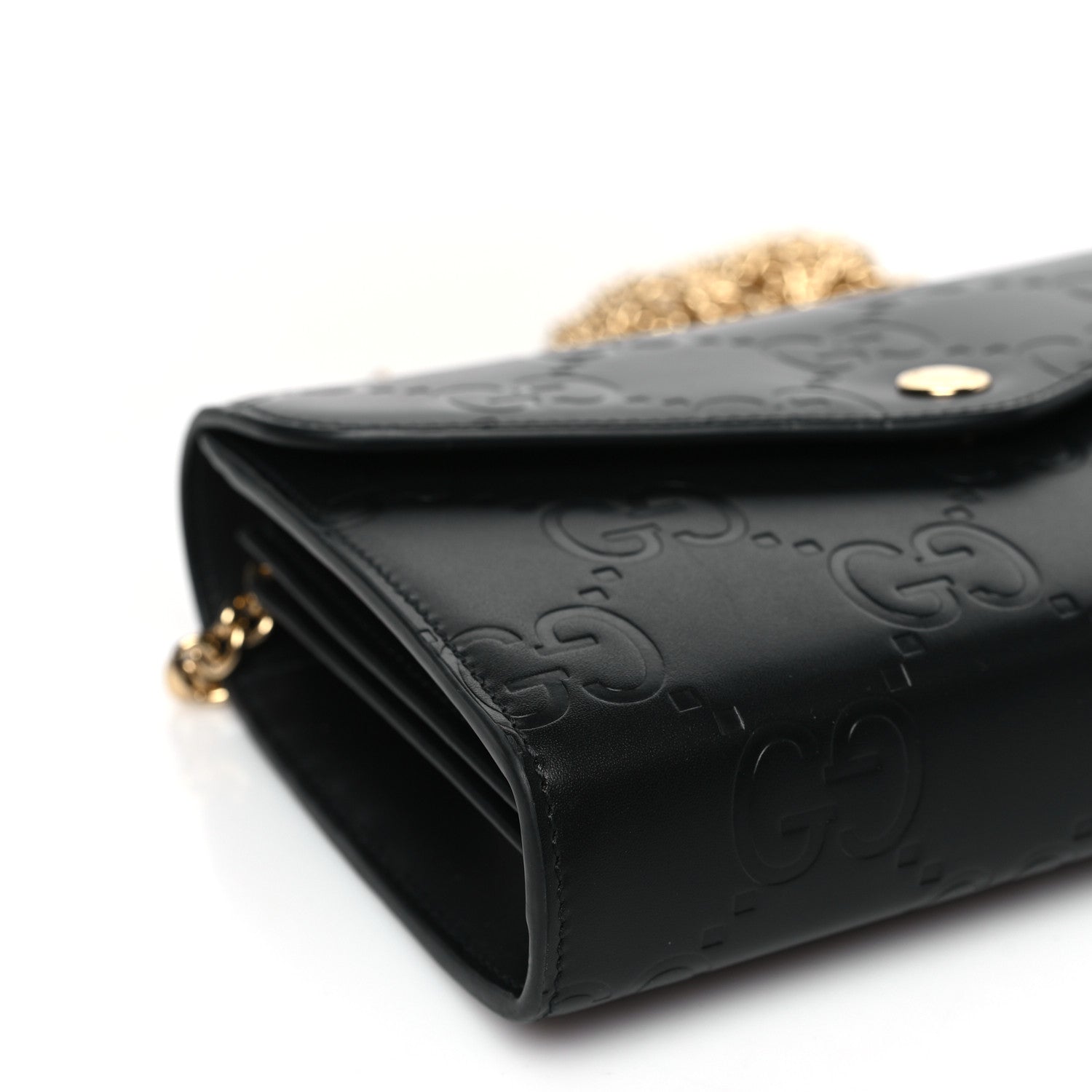 Gucci Calfskin GG Debossed Chain Wallet Black 7 of 8
