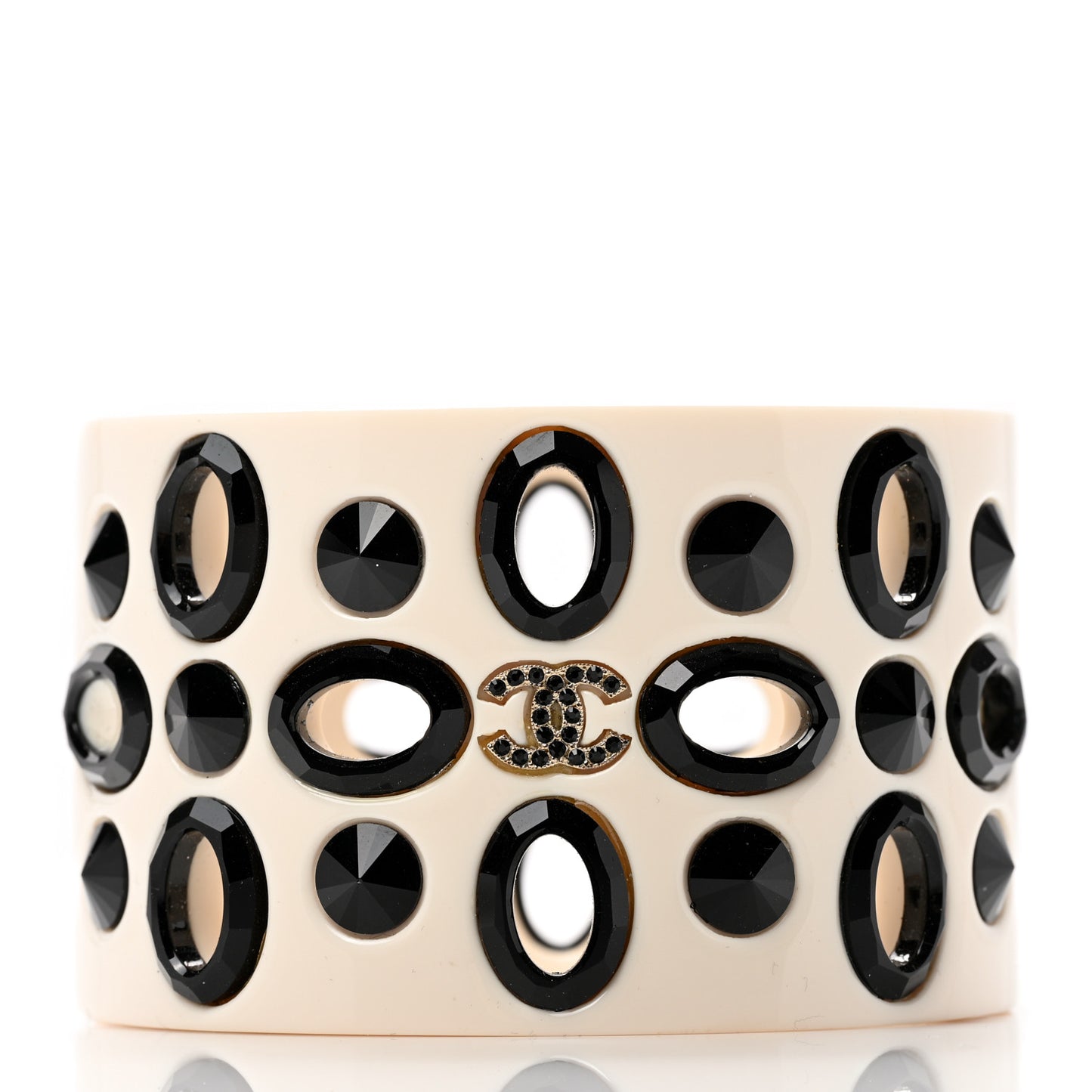 Resin CC Grommet Stud Cuff Creme Black