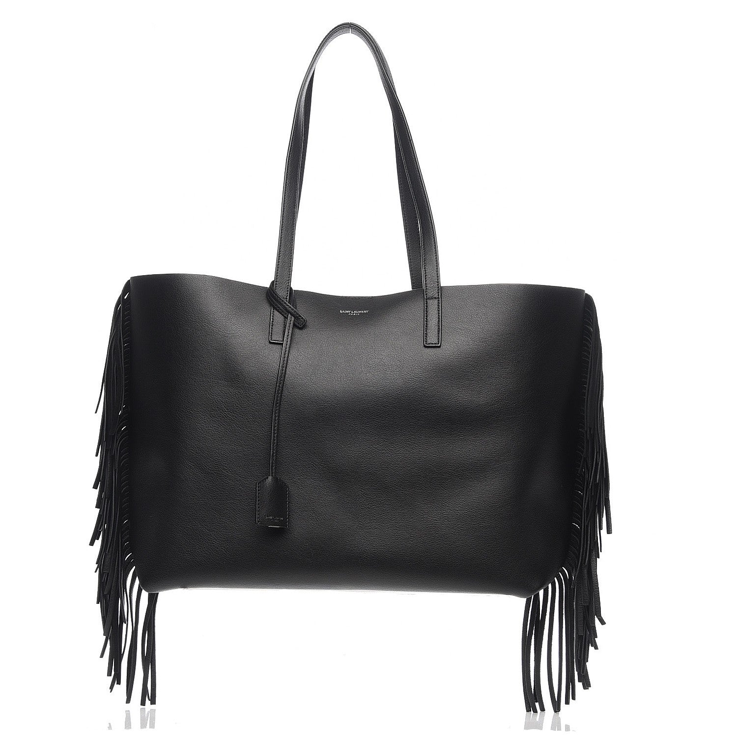 Saint Laurent Calfskin Large Fringe Shopping Tote Black 1 of 9