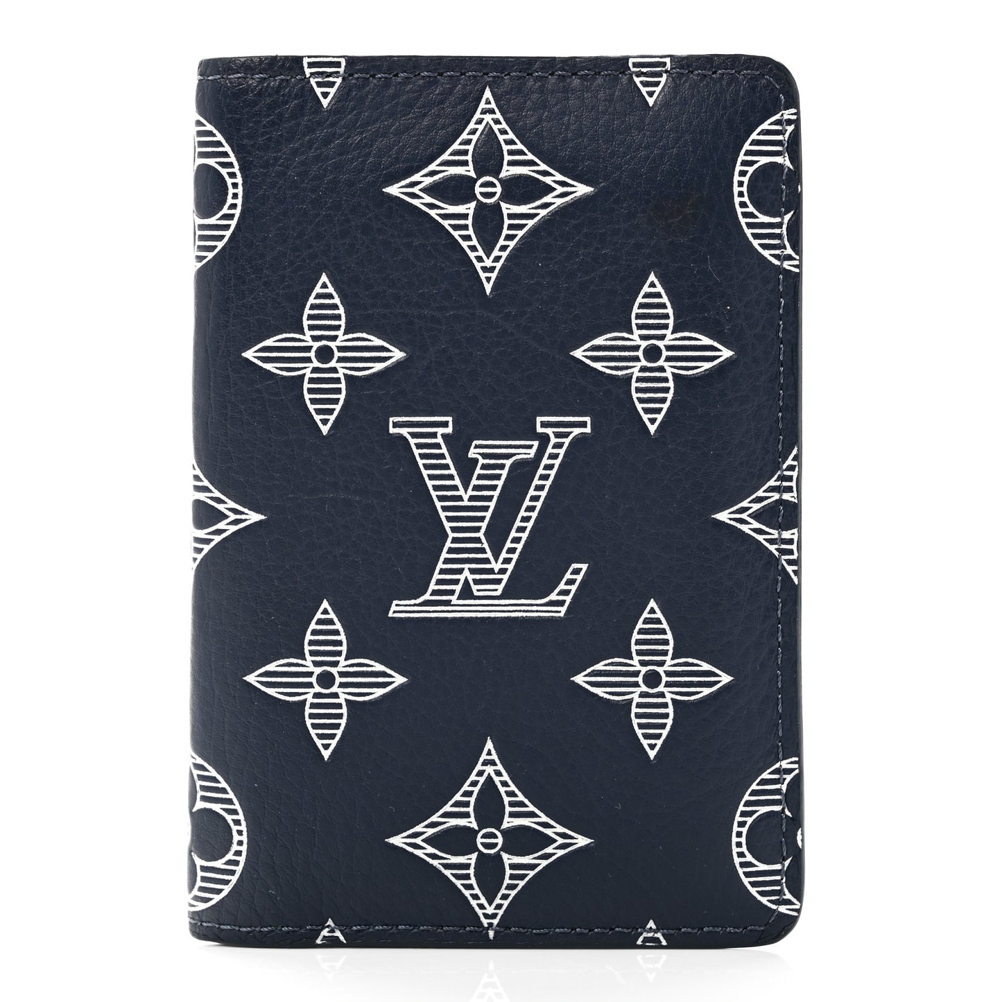 Calfskin Monogram Shadow Pocket Organizer Navy Blue White