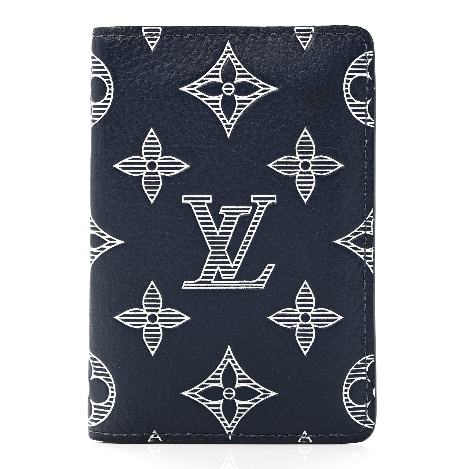 Louis Vuitton Calfskin Monogram Shadow Pocket Organizer Navy Blue White 7 of 7