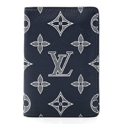 Louis Vuitton Calfskin Monogram Shadow Pocket Organizer Navy Blue White 7 of 7