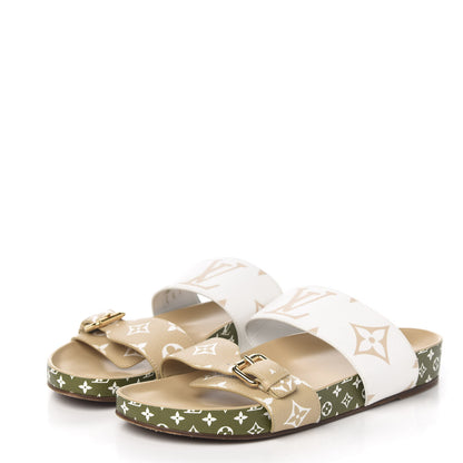 Louis Vuitton Monogram Giant Bom Dia Flat Mule Sandals 40 White Moka 3 of 10