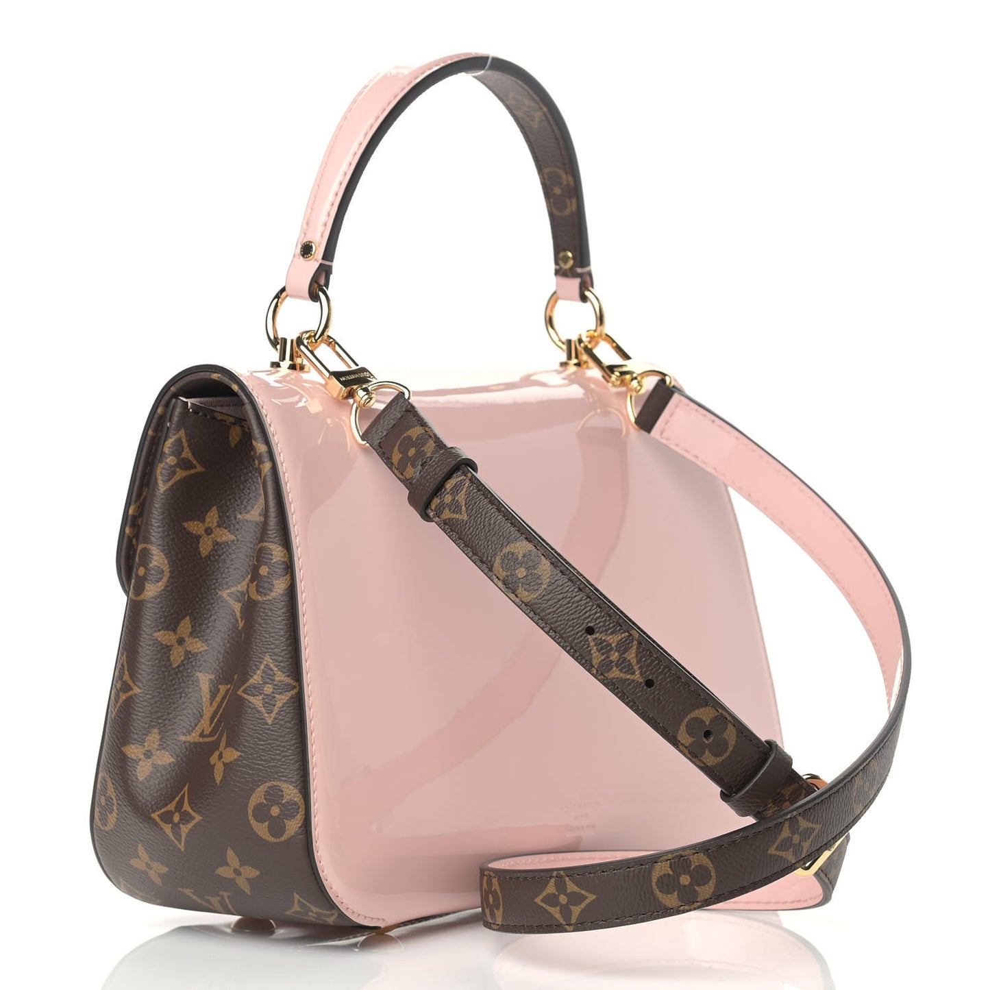 Patent Calfskin Monogram Cherrywood PM Rose Ballerine