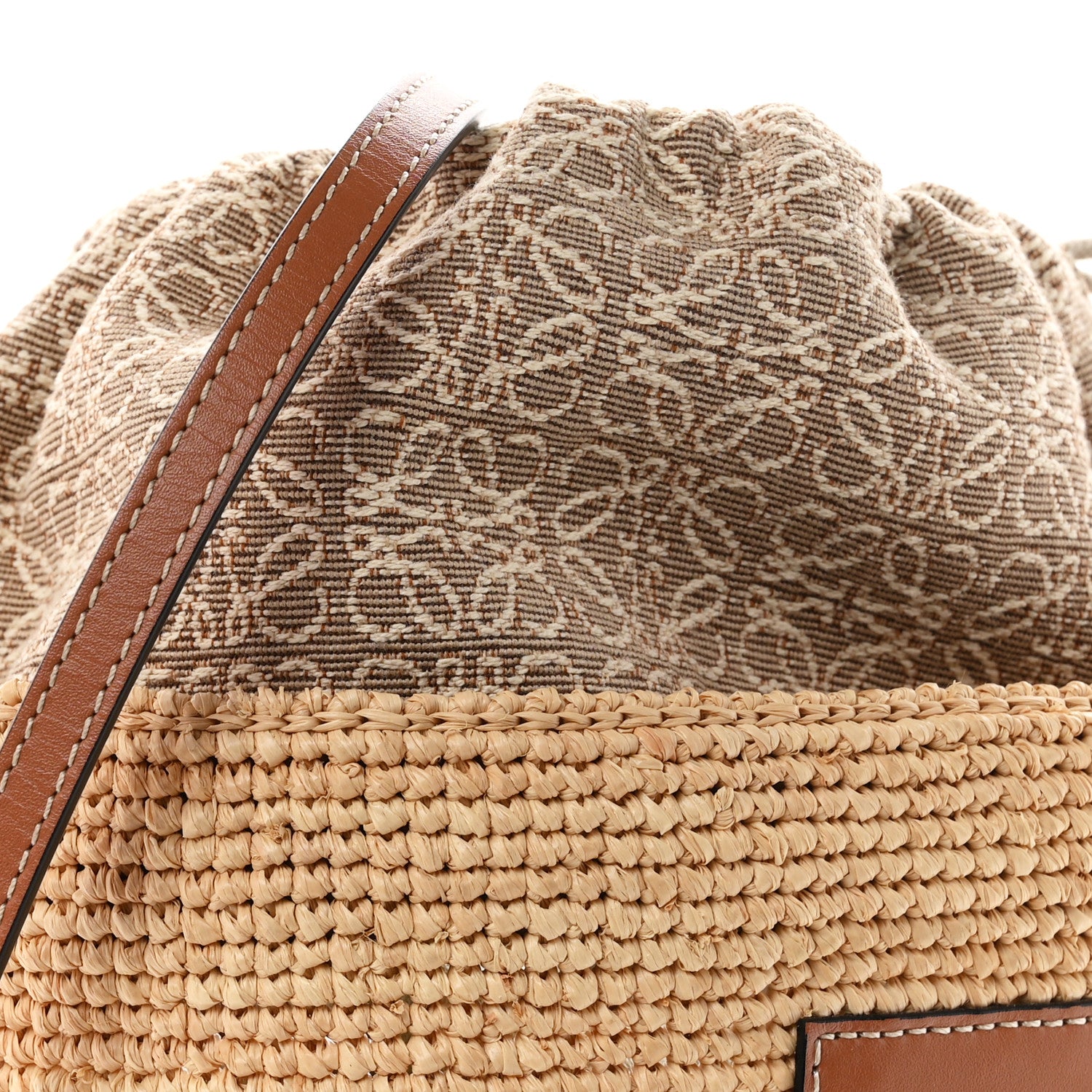 Loewe Calfskin Raffia Anagram Paulas Ibiza Pochette Bag Natural Tan 7 of 9