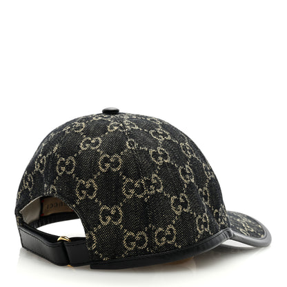 Gucci Denim Calfskin GG Monogram Oscar Baseball Hat S Black Ivory 3 of 7