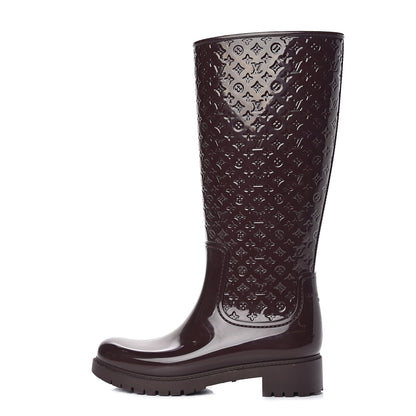 Louis Vuitton Rubber Embossed Monogram Splash Rain Boots 40 Brown 1 of 7