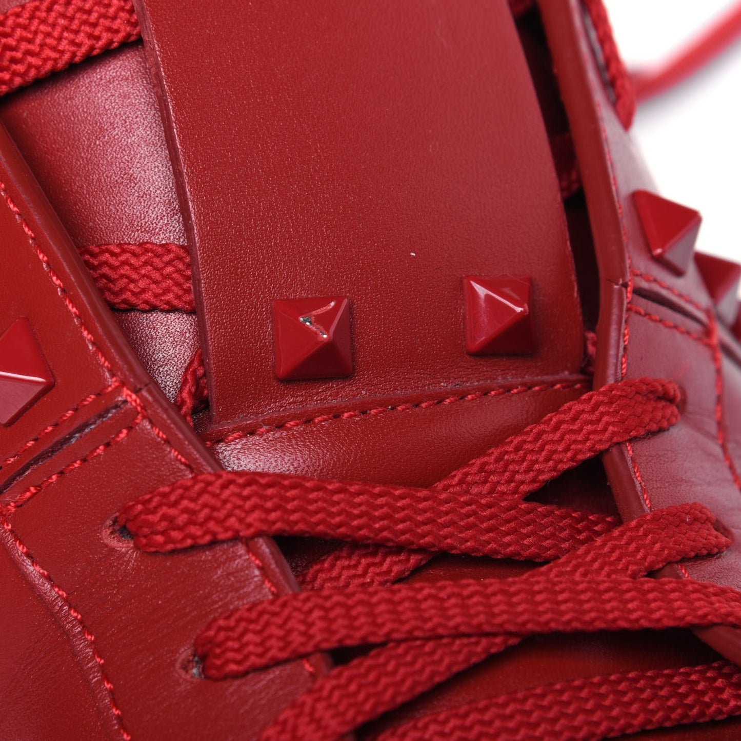 Calfskin Mens Rockstud Untitled Open Sneakers 44 Red