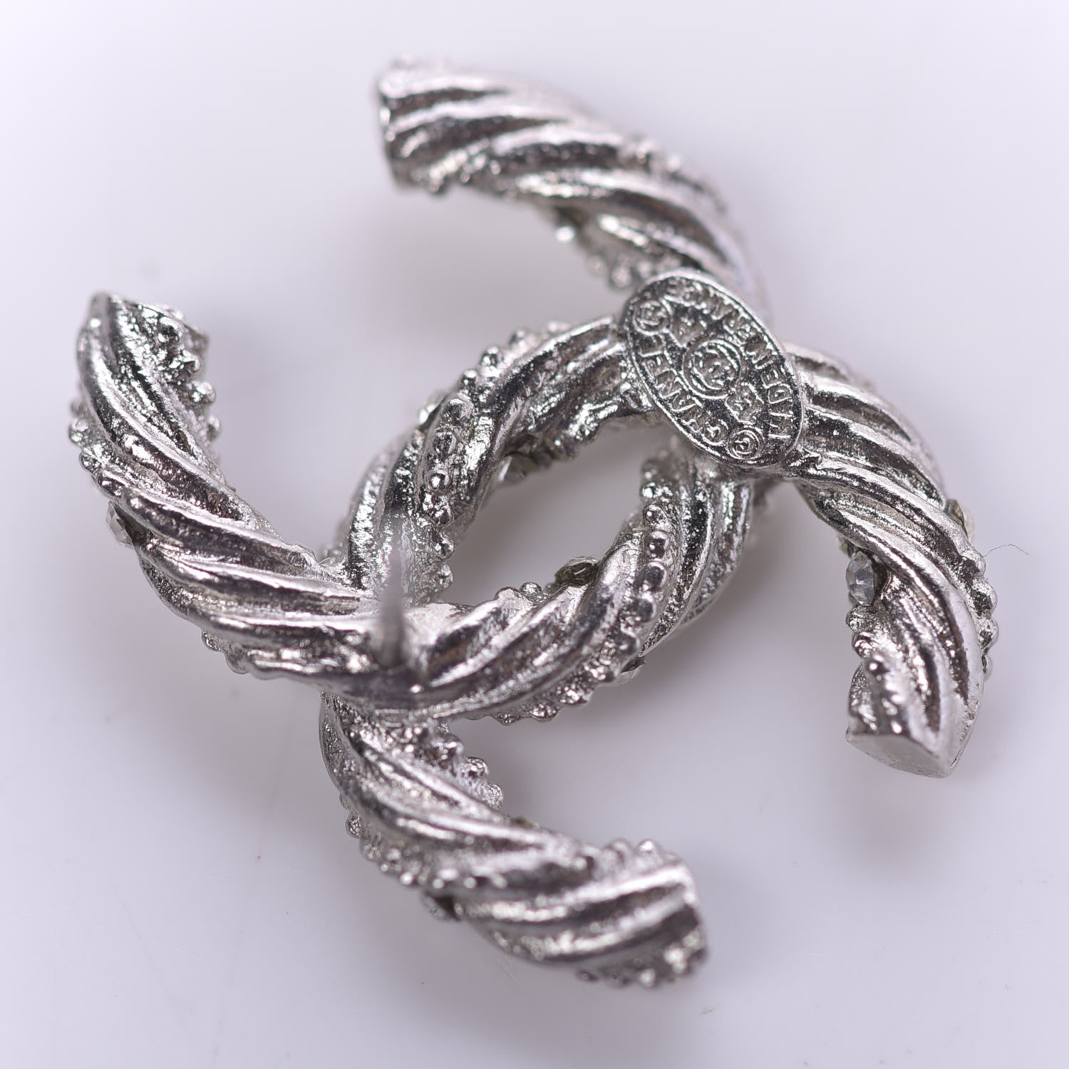 Chanel Crystal CC Twisted Earrings Silver 5 of 6