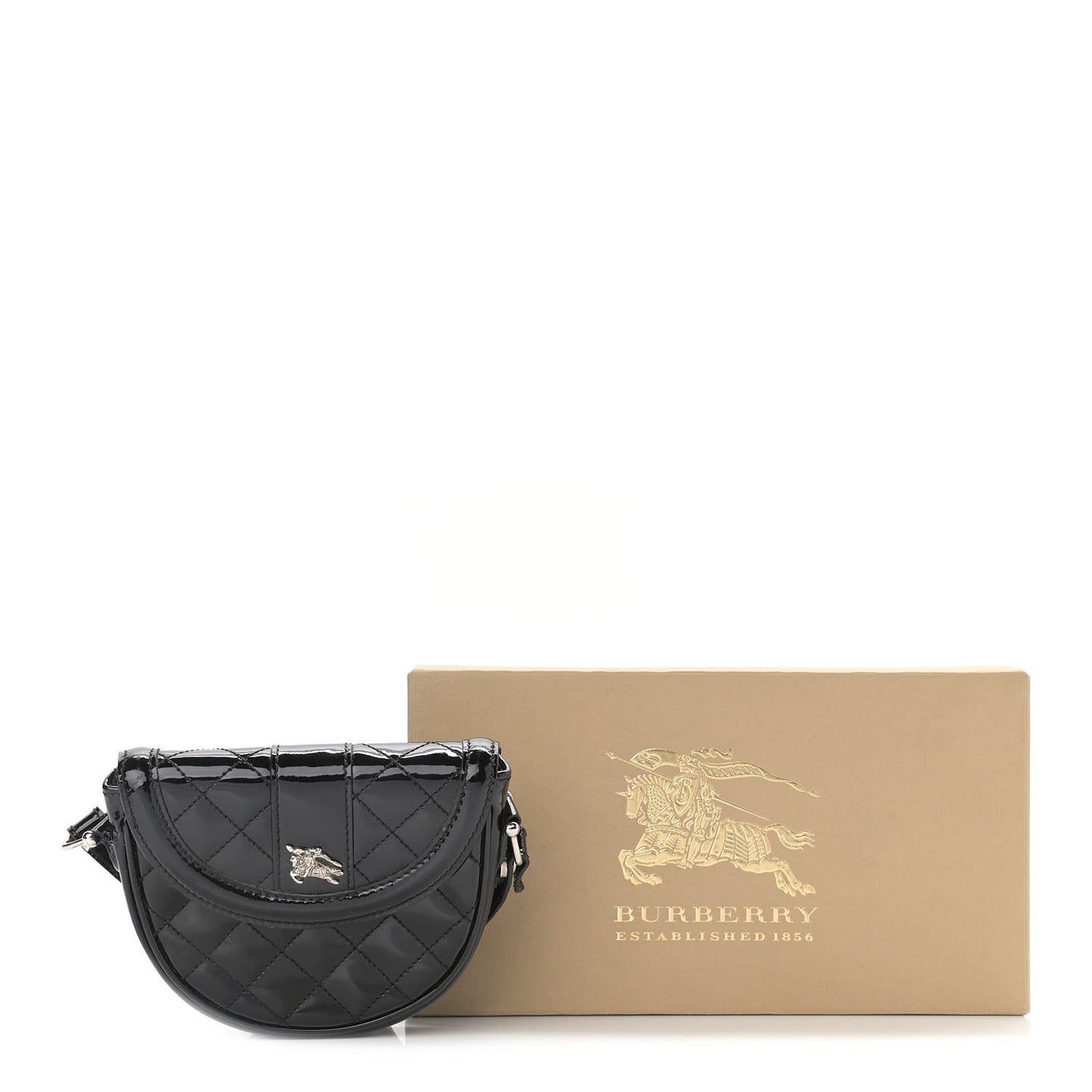 Patent Calfskin Quilted Mini Crossbody Bag Black